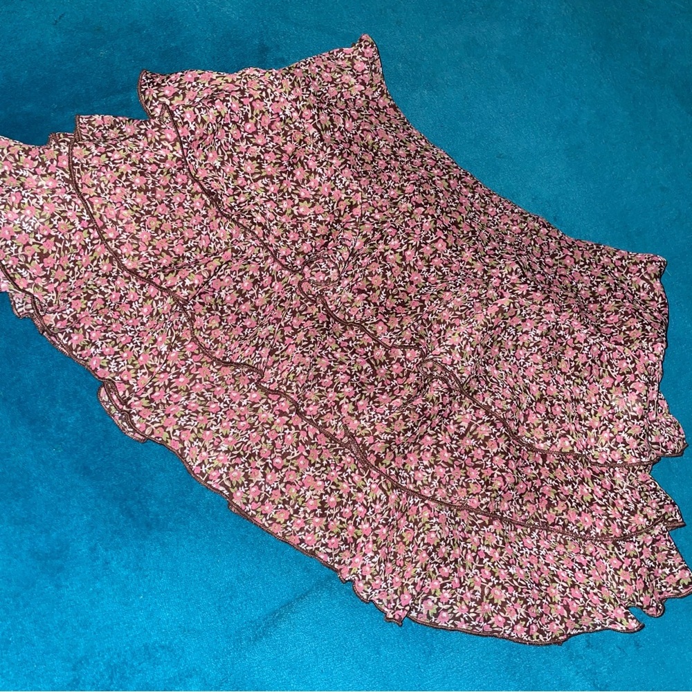 Floral Pink Ruffle Skirt